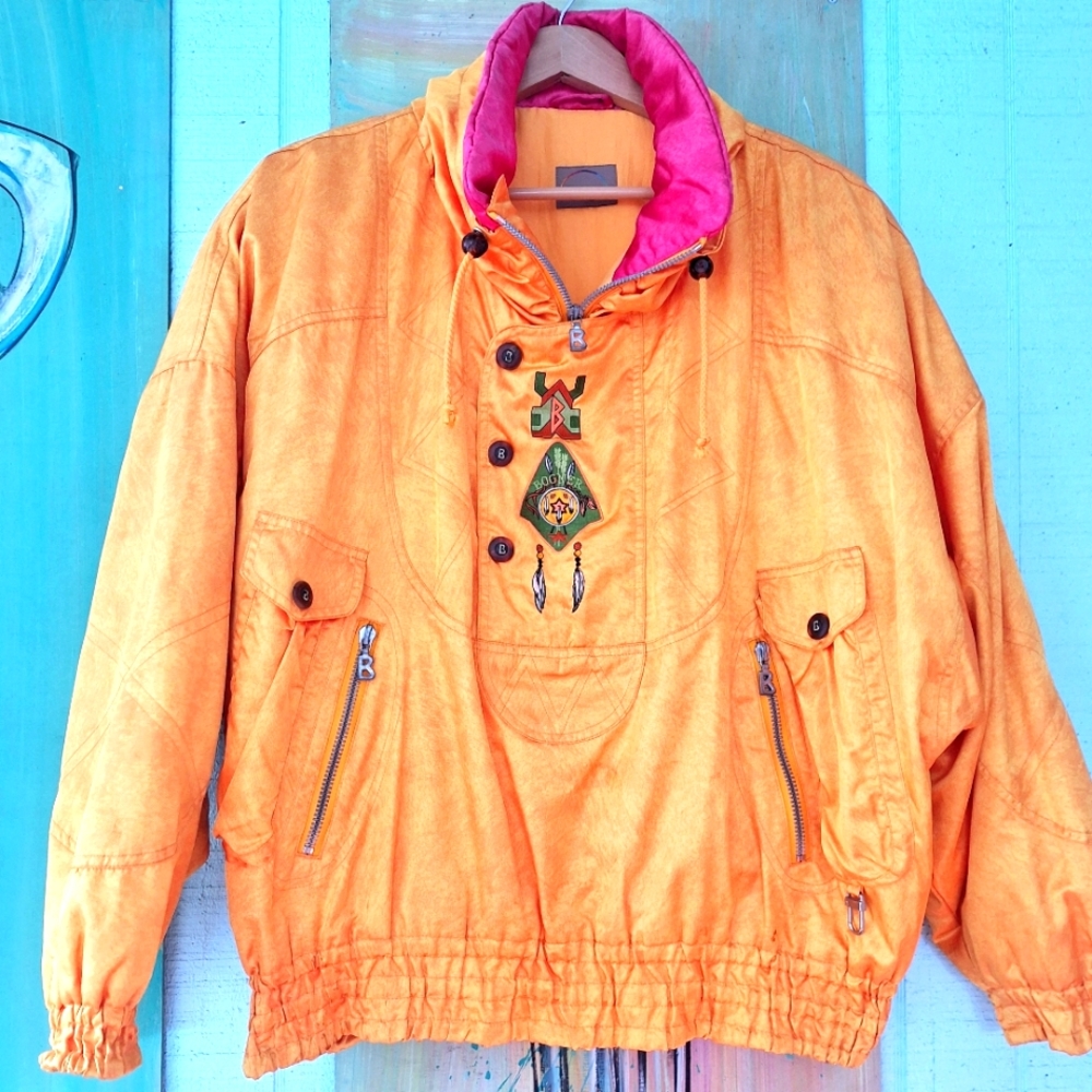 Vintage bogner Gold ski coat jacket collectible 80's yellow men's large
